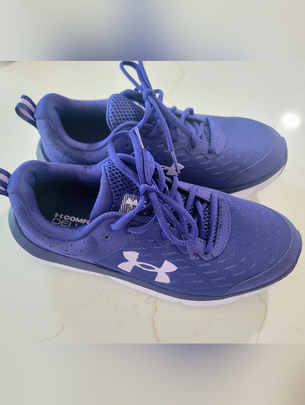 NWOT Under Armour Womens Purple and White Mesh Athletic Sneakers